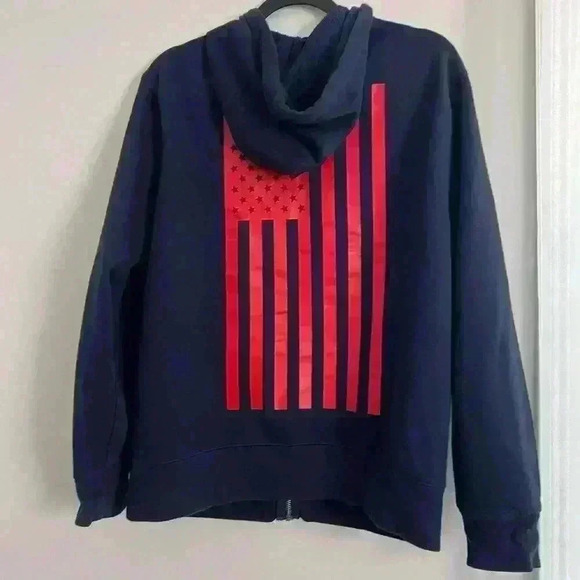 Gap logo hooded zip up sweatshirt w/  American Flag - Picture 2 of 2